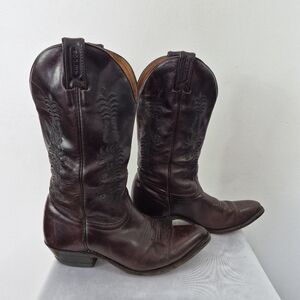 Vintage Boulet Cowboy Western Leather Burgundy Boot 7
